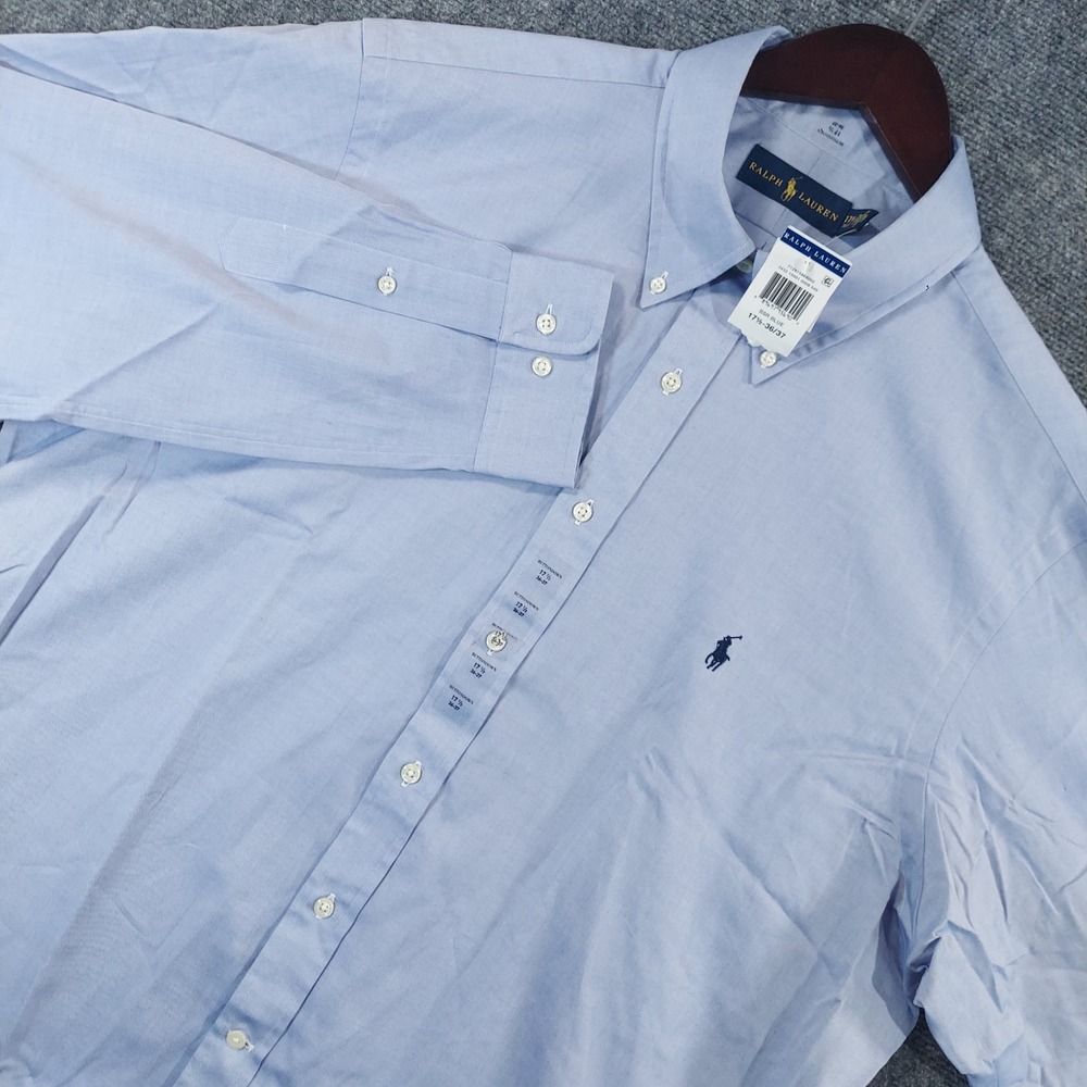 Ralph Lauren Button-Down Shirt Men 17.5 36/37 Blue Oxford Long Sleeve New
